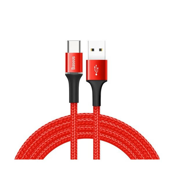 Кабел Baseus Halo Data USB / USB-C LED  3A 1M, Червен