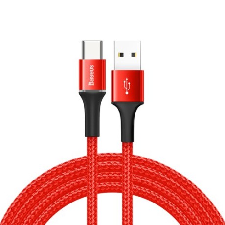 Кабел Baseus Halo Data USB / USB-C LED  3A 1M, Червен