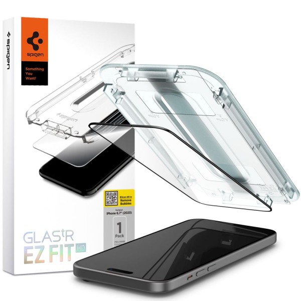Стъклен Протектор Spigen Glas.TR ”Ez Fit” FC за iPhone 15, Black