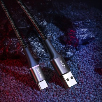 Кабел Baseus Halo Data USB / USB-C LED  3A 1M, Черен