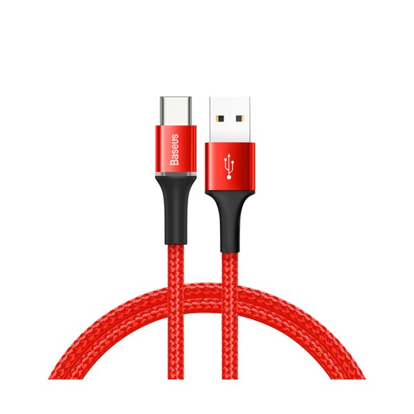 Кабел Baseus Halo Data USB / USB-C LED  3A 0.5M, Червен