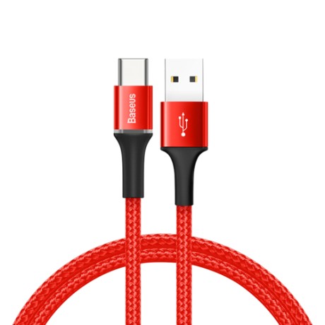 Кабел Baseus Halo Data USB / USB-C LED  3A 0.5M, Червен