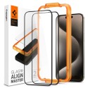 Стъклен протектор Spigen ALM Glass FC, 2-Pack за iPhone 15 Pro, Black