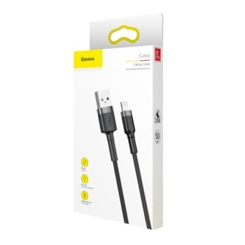 Кабел Baseus Cafule USB / Lightning QC3.0 2.4A 0.5M, Сив