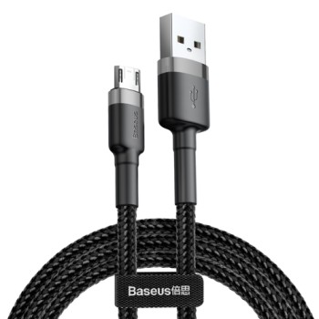 Кабел Baseus Cafule USB / micro USB QC3.0 2.4A 0.5M, Сив