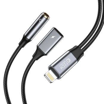 Кабел Tech-Protect UltraBoost кабел адаптер, Lightning към mini Jack 3.5mm & Lightning, Black
