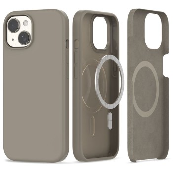 Калъф TECH-PROTECT Silicone Magsafe за iPhone 15, Titanium