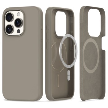 Калъф TECH-PROTECT Silicone Magsafe за iPhone 15 Pro, Titanium