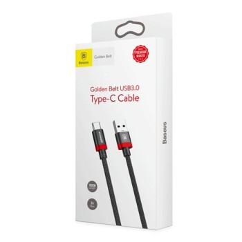 Кабел Baseus Golden  USB/ USB Type-C  1M 3A , Червен