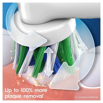 Електрическа четка за зъби, Oral-B PRO 3 3000 White Cross Action, Бяла, 48000 движения/минута, Таймер