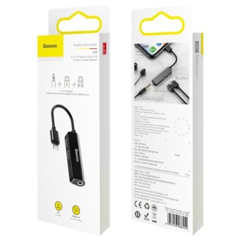 Адаптер Baseus L52 3-in-1 Lightning to 2xLightning+3.5mm Jack, Черен