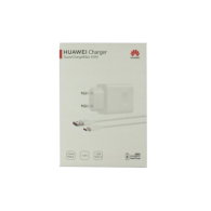 Комплект оригинален USB адаптер Huawei HW100400E00 и оригинален Type-C кабел CP84 Super Charge, Бял
