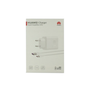 Комплект оригинален USB адаптер Huawei HW100400E00 и оригинален Type-C кабел CP84 Super Charge, Бял