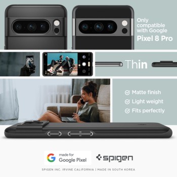 Калъф Spigen Thin Fit за Google Pixel 8 Pro, Black