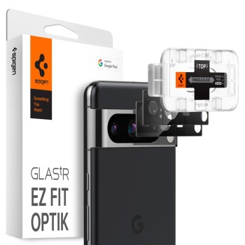 Стъклен Протектор за камера Spigen Optik.TR ”Ez Fit” 2-Pack за Google Pixel 8, Black