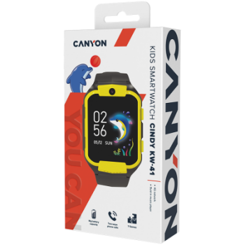 Смарт часовник Canyon Cindy KW-41, 53 мм, черен/жълт - CNE-KW41YB