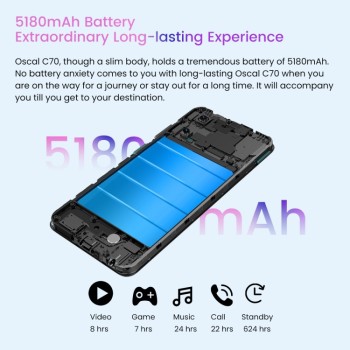 Смартфон Blackview Oscal C70, 6GB Ram, 128GB Rom, 50MP, Dual SIM, 5180mAh, Черен