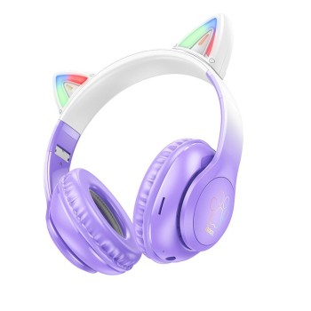 Безжични слушалки W42 Cat Ear, Bluetooth, Purple