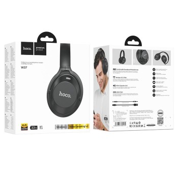 Безжични слушалки, HOCO W37 Ultimate ANC, Bluetooth 5.3, Черен