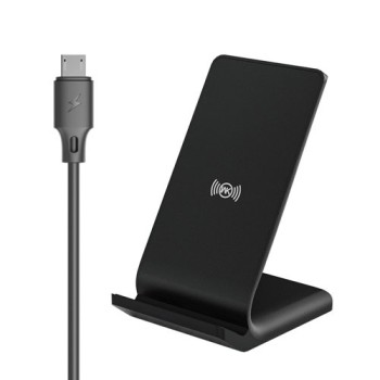 Безжично зарядно WK Design Fast 10W Qi Stand+micro USB cable, Черен