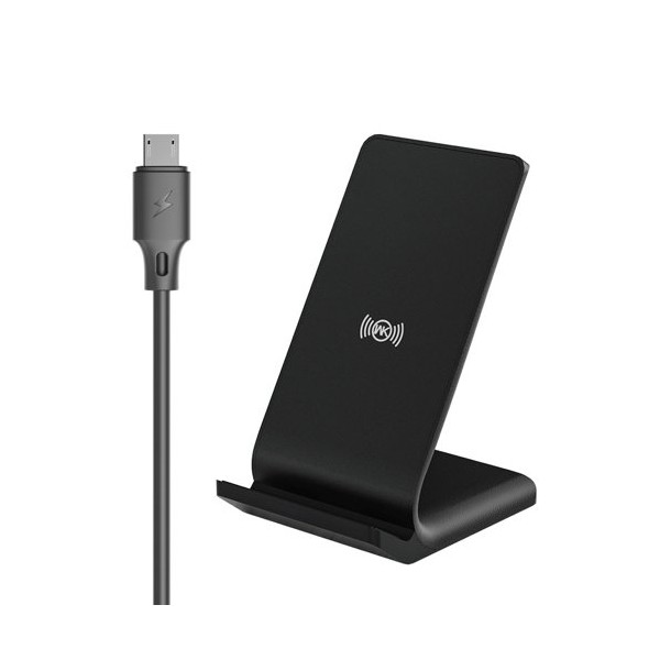 Безжично зарядно WK Design Fast 10W Qi Stand+micro USB cable, Черен