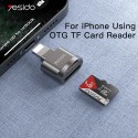 Yesido - Card Reader (GS18) - OTG Adapter, Lightning to TF Card - Grey