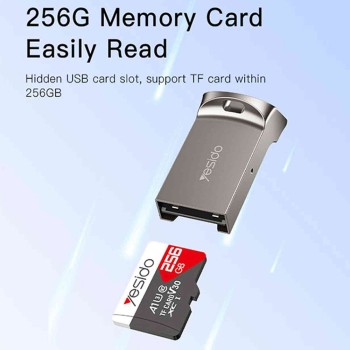 Yesido - Card Reader (GS20) - USB към TF Card, Aluminium Alloy, 480Mbps - Grey