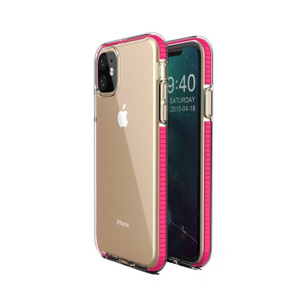 Калъф Spring Case clear TPU gel за iPhone 11, Тъмно розов