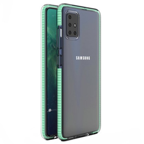 Калъф Spring Case clear TPU gel за Samsung Galaxy A71, Зелен