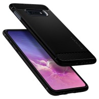 Spigen Rugged Armor удароустойчив силиконов (TPU) калъф за Samsung Galaxy S10e, Matte Black