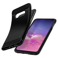 Spigen Rugged Armor удароустойчив силиконов (TPU) калъф за Samsung Galaxy S10e, Matte Black