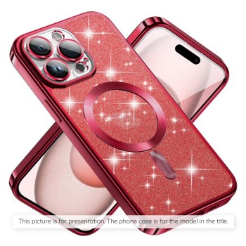 Калъф-Techsuit - Luxury Glitter MagSafe - iPhone 14 Pro Max - Red