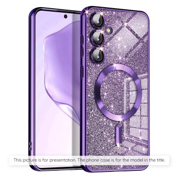 Калъф-Techsuit - Luxury Glitter MagSafe - iPhone 14 Pro Max - Deep Purple