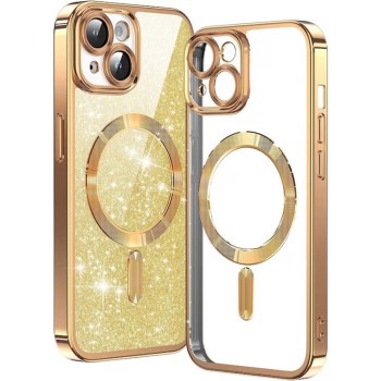 Калъф-Techsuit - Luxury Glitter MagSafe - iPhone 15 - Gold