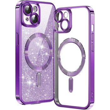 Калъф-Techsuit - Luxury Glitter MagSafe - iPhone 15 - Light Purple