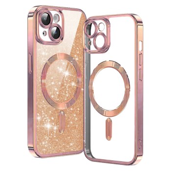 Калъф-Techsuit - Luxury Glitter MagSafe - iPhone 15 Plus - Rose Gold