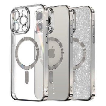 Калъф-Techsuit - Luxury Glitter MagSafe - iPhone 15 Pro Max - Silver