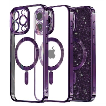 Калъф-Techsuit - Luxury Glitter MagSafe - iPhone 15 Pro Max - Deep Purple