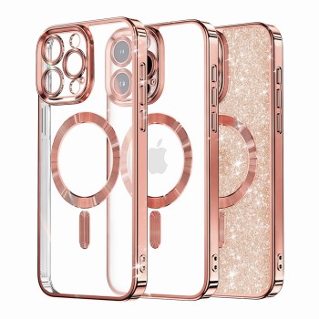 Калъф-Techsuit - Luxury Glitter MagSafe - iPhone 15 Pro Max - Rose Gold
