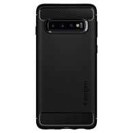 Spigen Rugged Armor удароустойчив силиконов (TPU) калъф за Samsung Galaxy S10, Matte Black