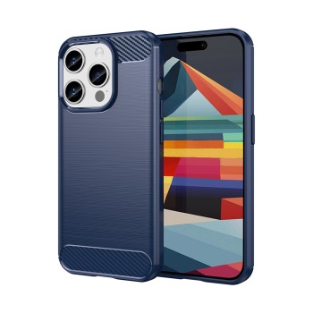 Калъф-Techsuit - Carbon Silicone - iPhone 15 Pro - Blue