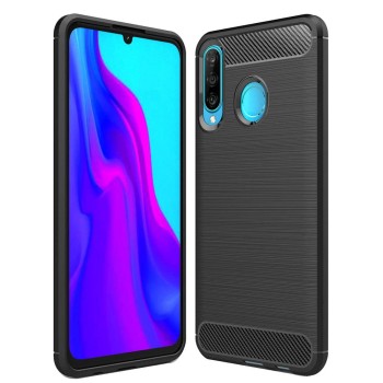 Калъф-Techsuit - Carbon Silicone - Huawei P30 lite / P30 lite New Edition - Black