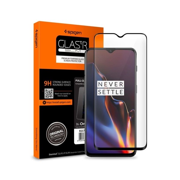 Стъклен протектор SPIGEN Glass FC за OnePlus 7, Черен