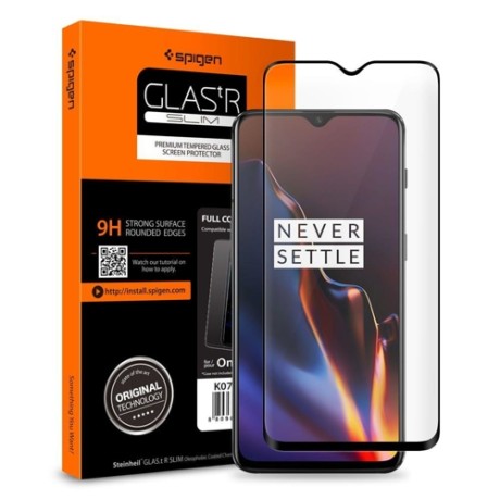 Стъклен протектор SPIGEN Glass FC за OnePlus 7, Черен