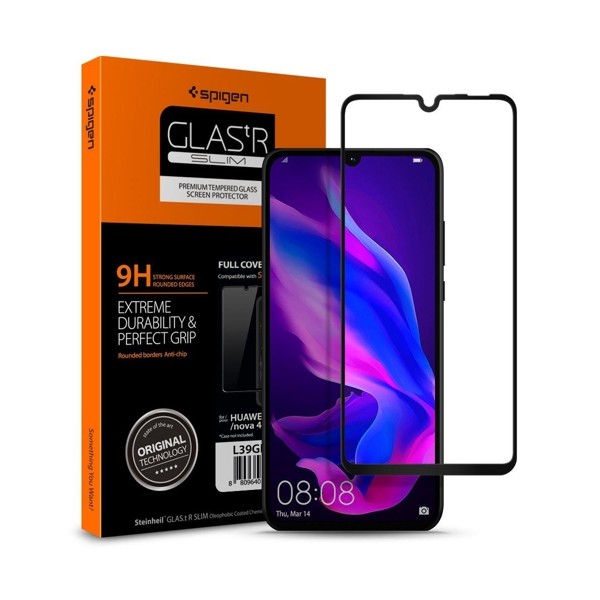 Стъклен протектор SPIGEN Glass FC за Huawei P30 Lite, Черен