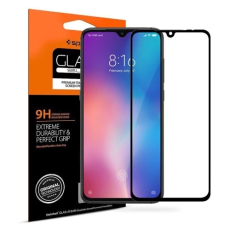 Стъклен протектор SPIGEN Glass FC за Xiaomi Mi9, Черен