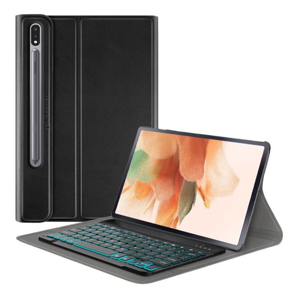Калъф-Techsuit - CozyTab Case (with RGB Wireless Magnetic Keyboard) - Samsung Galaxy Tab S7 FE - Black