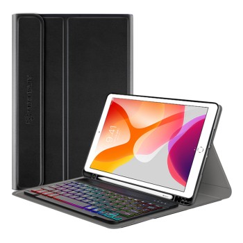 Калъф-Techsuit - CozyTab Case (with Pencil Holder/RGB Wireless Magnetic Keyboard) - iPad 10.2 (2019 / 2020 / 2021) - Black