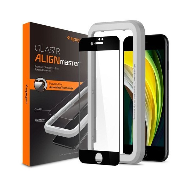 Стъклен протектор SPIGEN Glass FC за iPhone 7/8/Se 2020, Черен