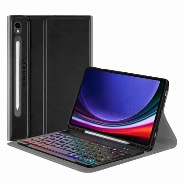 Калъф-Techsuit - CozyTab Case (with Pencil Holder/RGB Wireless Magnetic Keyboard) - Samsung Galaxy Tab S9 - Black